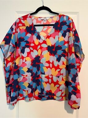 Crosby by Mollie Burch V-Neck Multicolor Floral Print Women's Top